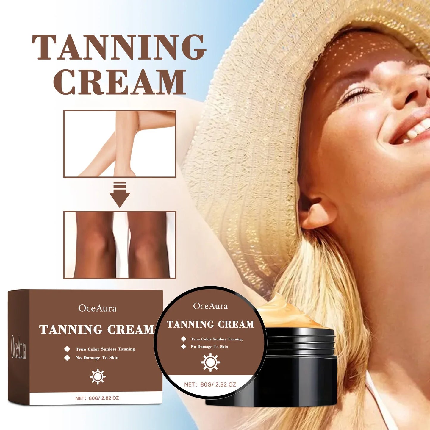 OceAura Self Tanner Bronzing Lotion – Sunless Tan Cream 80g