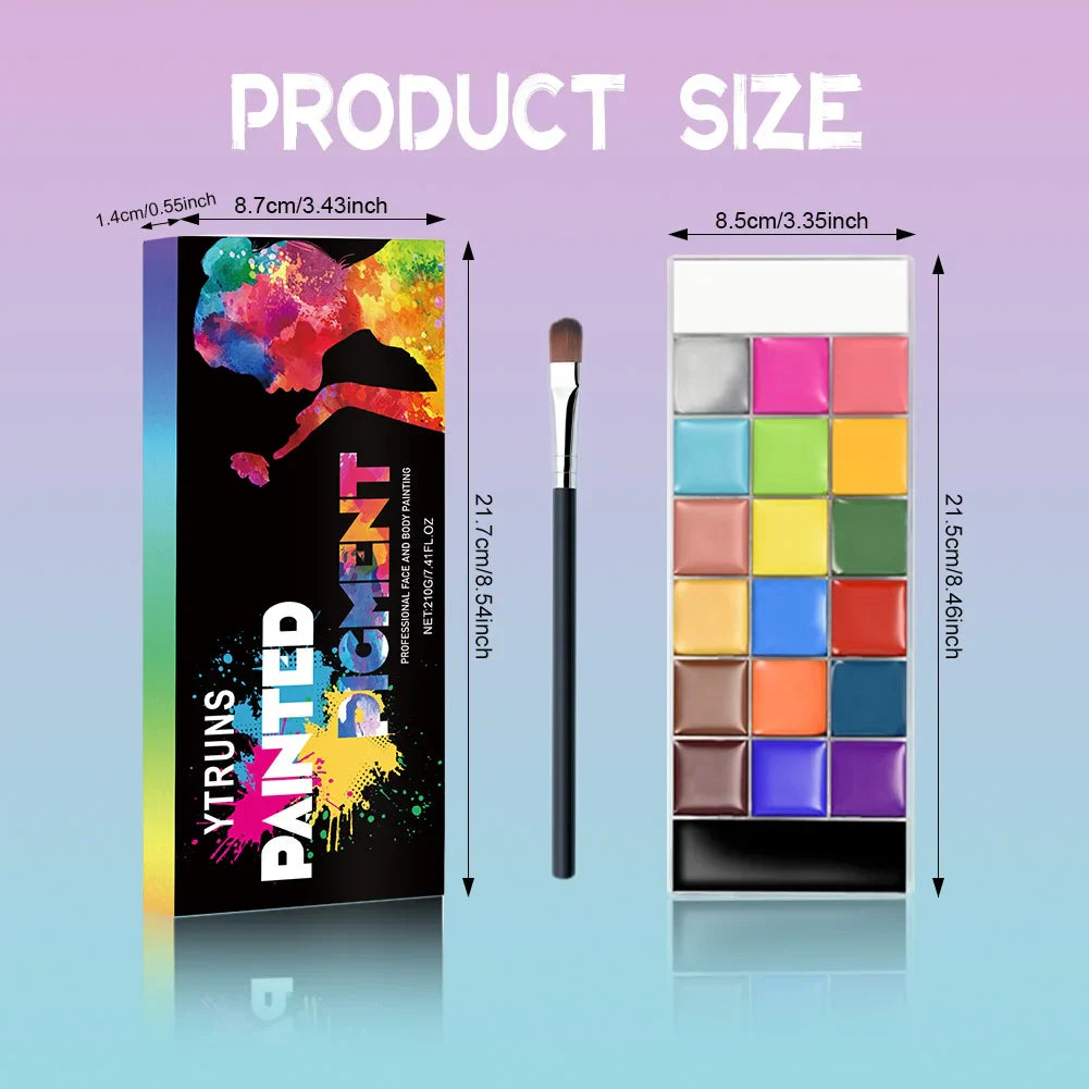 20-Color Body Paint Set – Waterproof & High-Pigment with Applicators