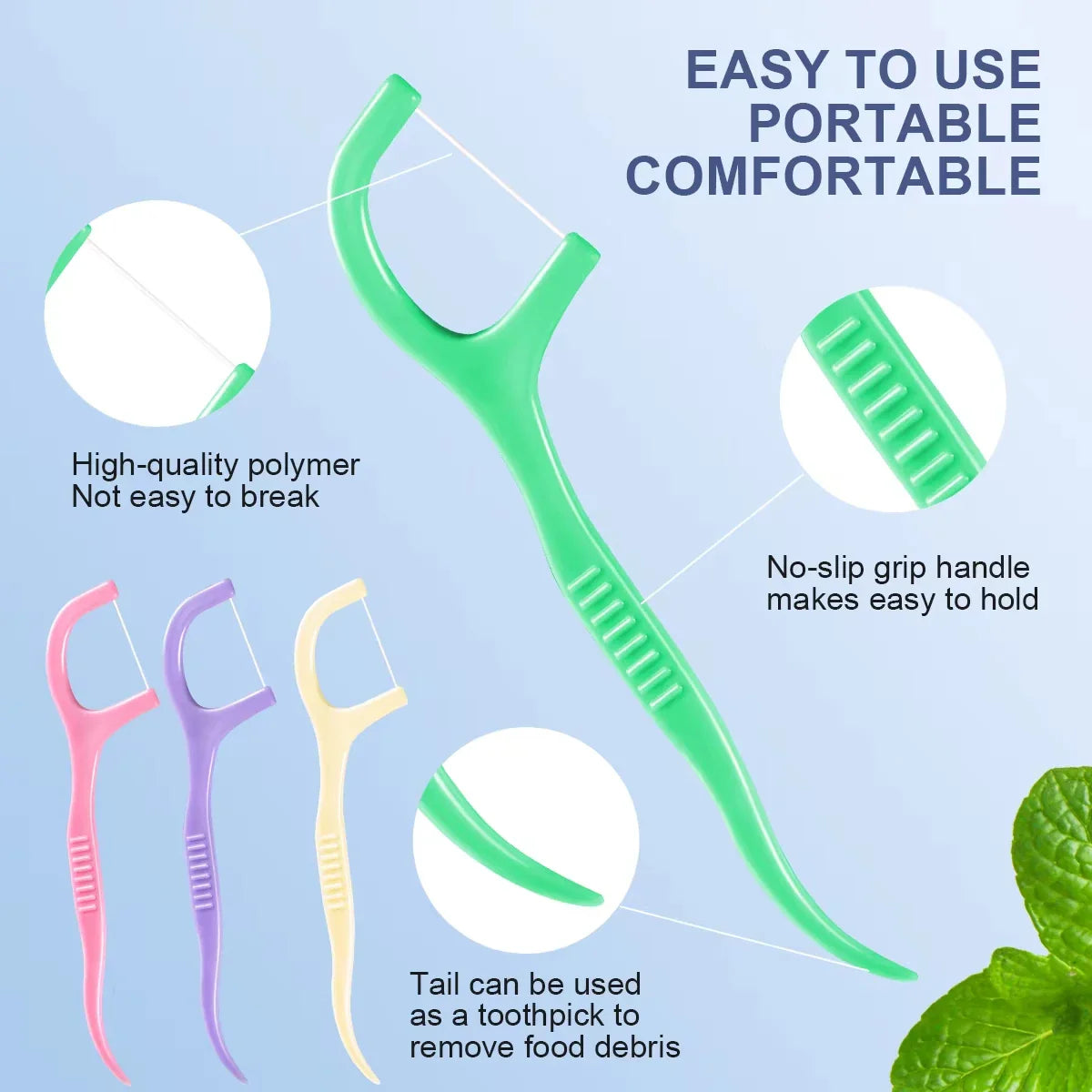 450-Piece Mint Dental Floss Picks – Ultra-Fine Flossing Sticks