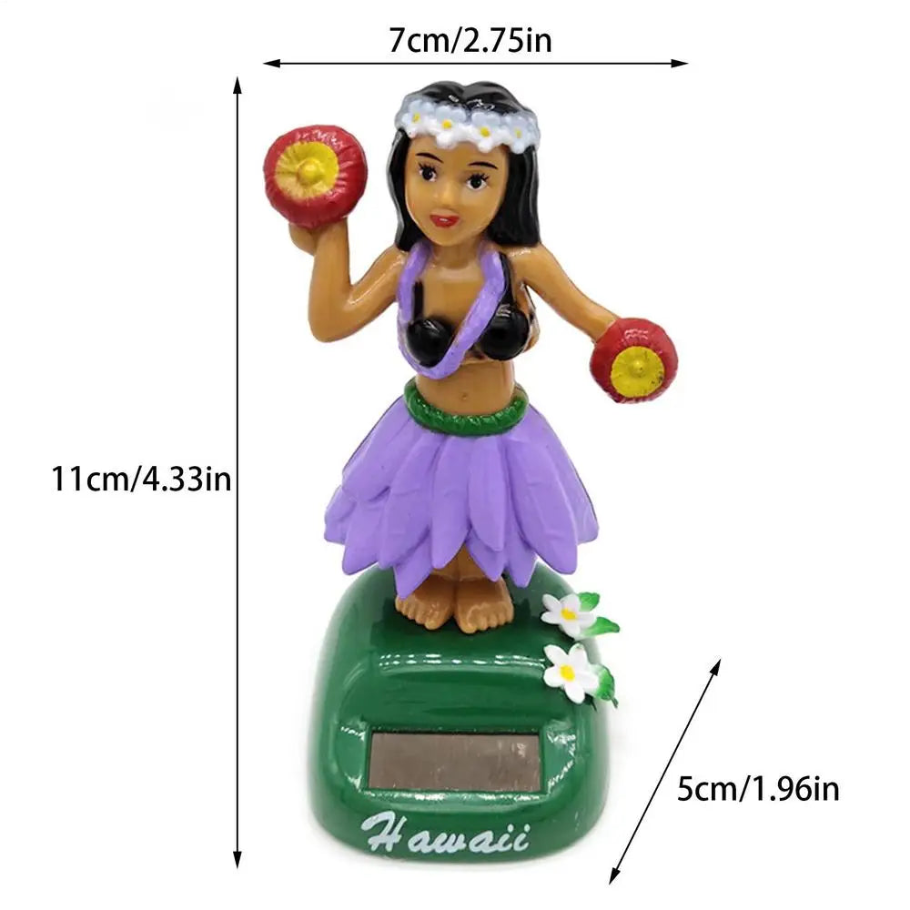 Hawaiian Girl Solar Dancing Figure Cute Bobblehead Car Dashboard Decor Shaking Head Doll for Car Interior Accessories & Gift Peaceful Pleasures Health and Wellness A