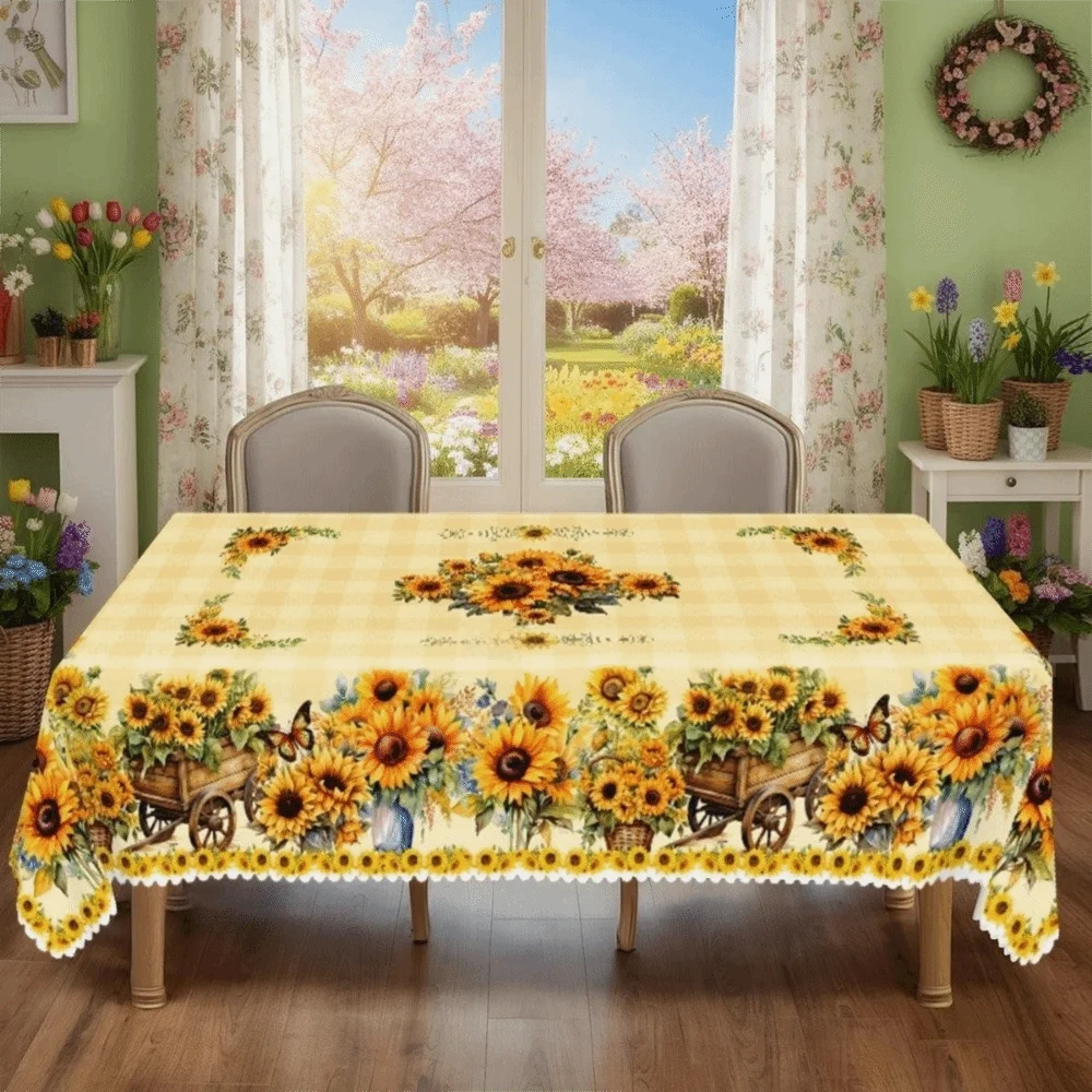 Floral Jacquard Tablecloth | Waterproof Holiday Table Cover