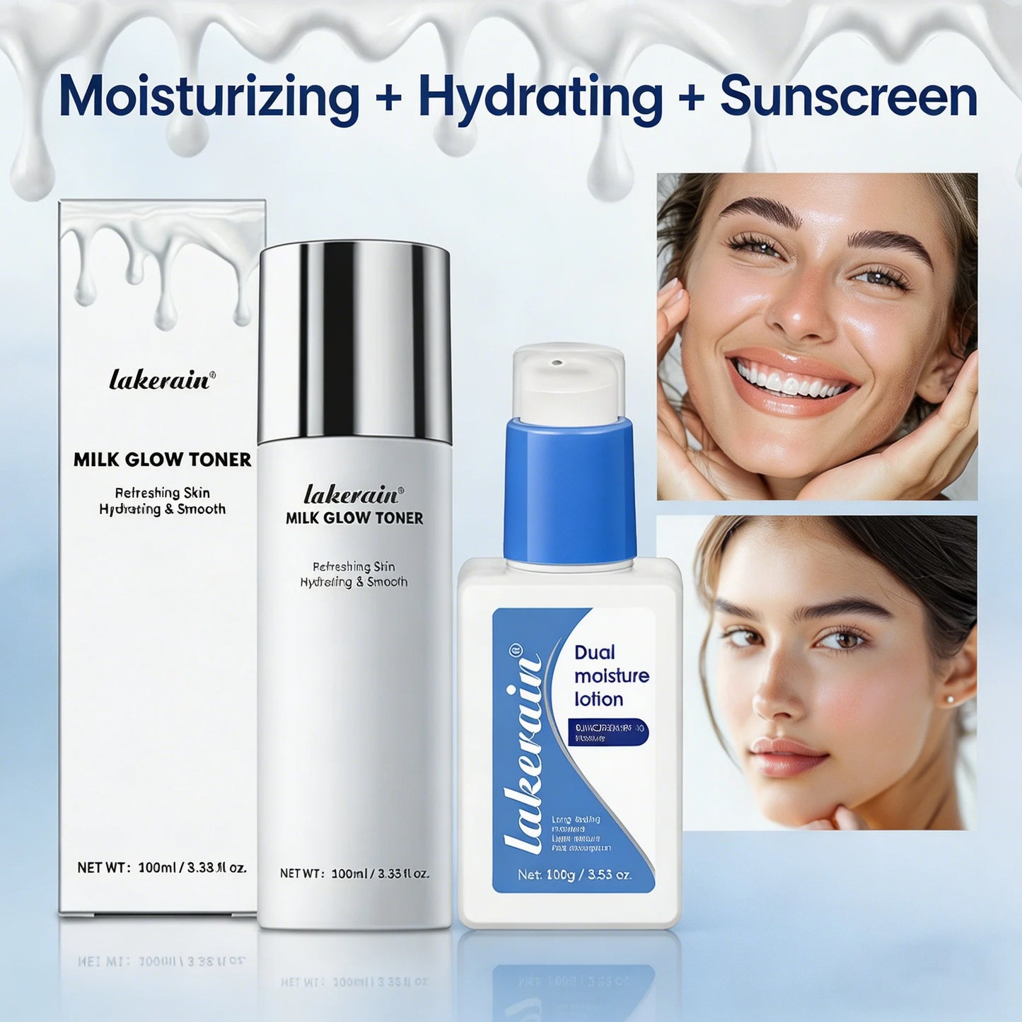 Milk Toner & Moisturizing Lotion Set Long Lasting Hydrating Oil Control Soothing Skin SPF10 Sunscreen Suitable For All Skin Type Peaceful Pleasures Health and Wellness