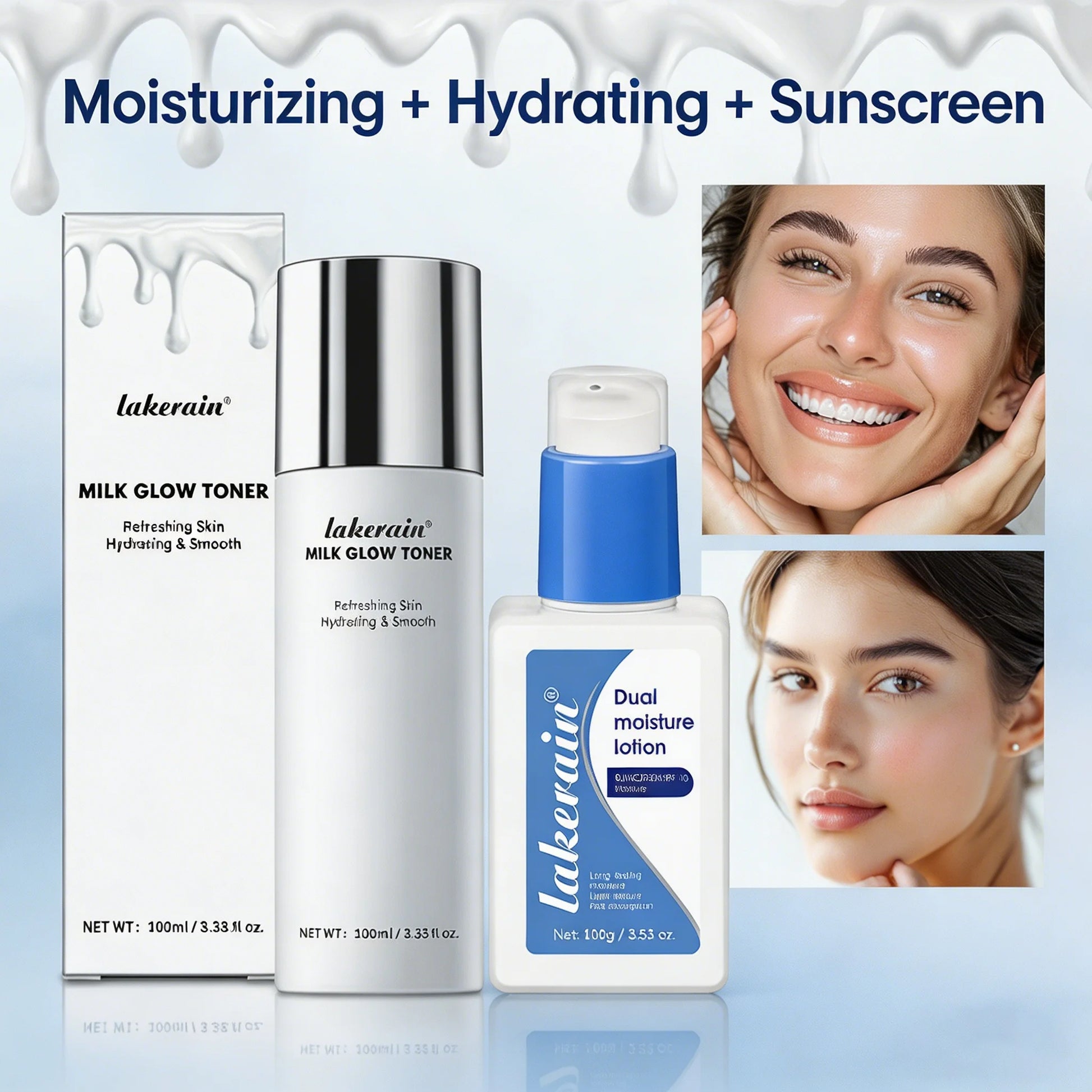 Milk Toner & Moisturizing Lotion Set Long Lasting Hydrating Oil Control Soothing Skin SPF10 Sunscreen Suitable For All Skin Type Peaceful Pleasures Health and Wellness