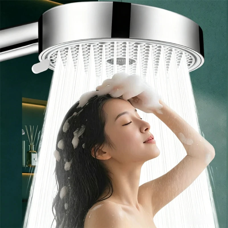 6 Modes Adjustable Pressure Boost Shower Head 12.5CM Big Panel High Pressure Large Flow Handheld Showerhead Bathroom Accessories Peaceful Pleasures Health and Wellness