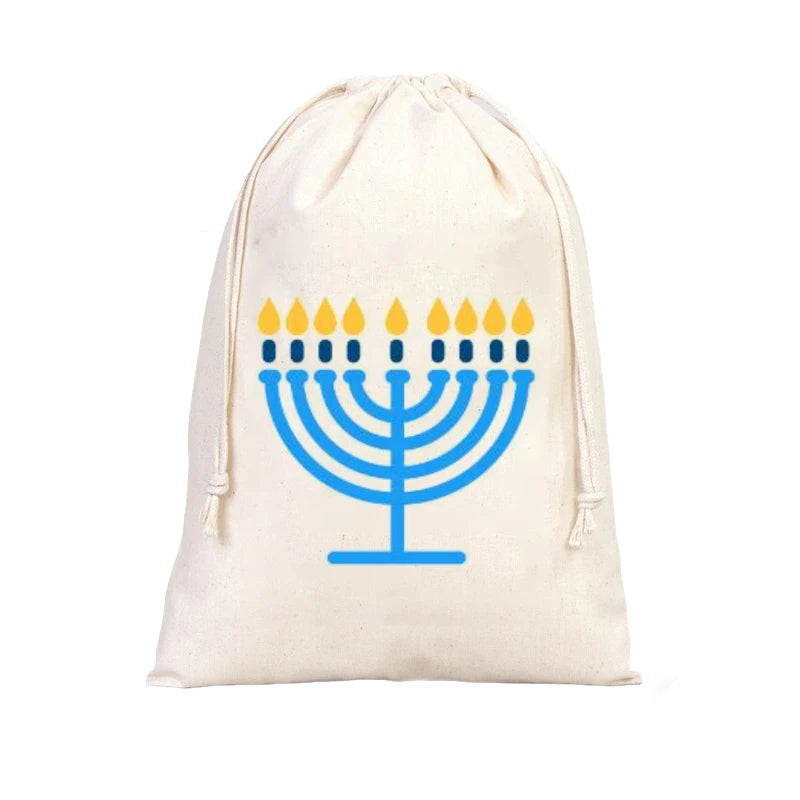 4-Pack Hanukkah Drawstring Bags | Jewish Holiday Gift Bags
