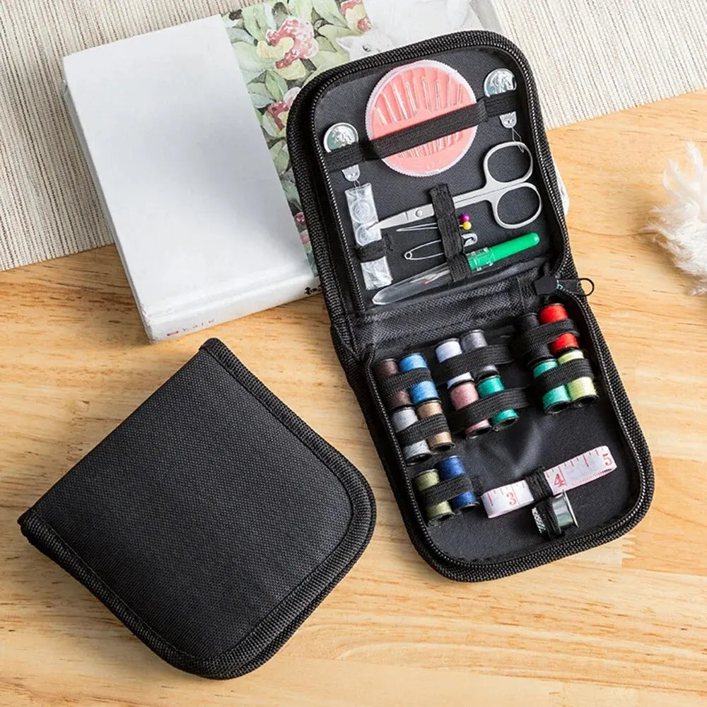 Portable Mini Sewing Kit – 12 Threads, Needles & Organizer Box