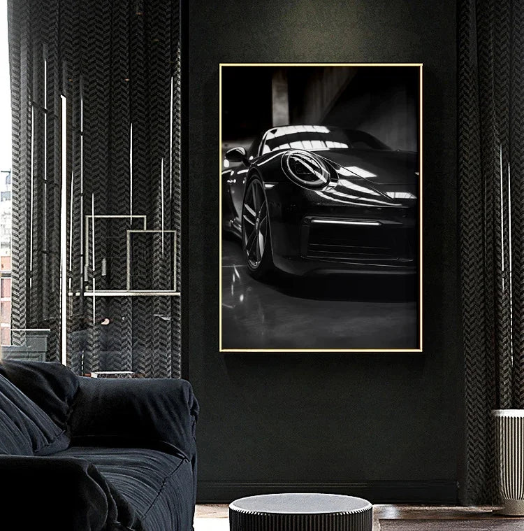 Retro Black & White Car Diamond Painting Kit | Mosaic Wall Art