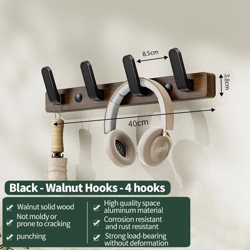 Wood & Aluminum Wall Hook – Towel & Clothes Hanger for Bathroom