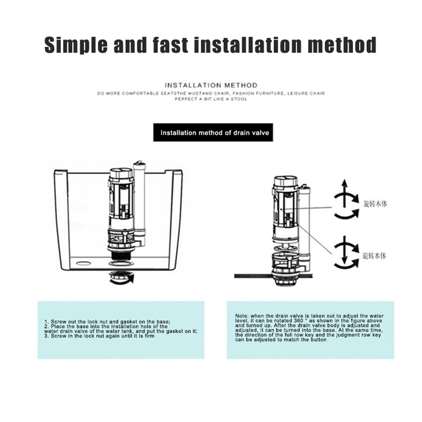 Toilet Dual Flush Valve Convenient to Install Water Saving Tank Button Suitable for Connected Side Toilet Water Tank Peaceful Pleasures Health and Wellness
