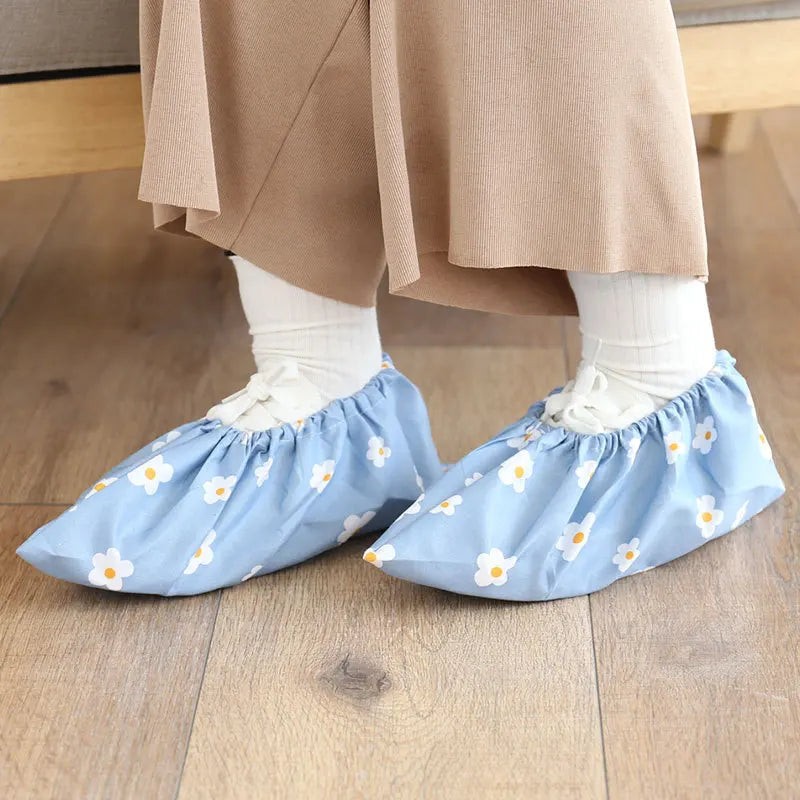 Cartoon Print Reusable Shoe Covers | Anti-Slip Indoor Overshoes