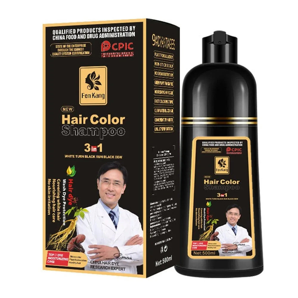 Natural Plant-Based Black Hair Dye Shampoo – 500ml Peaceful Pleasures Health and Wellness