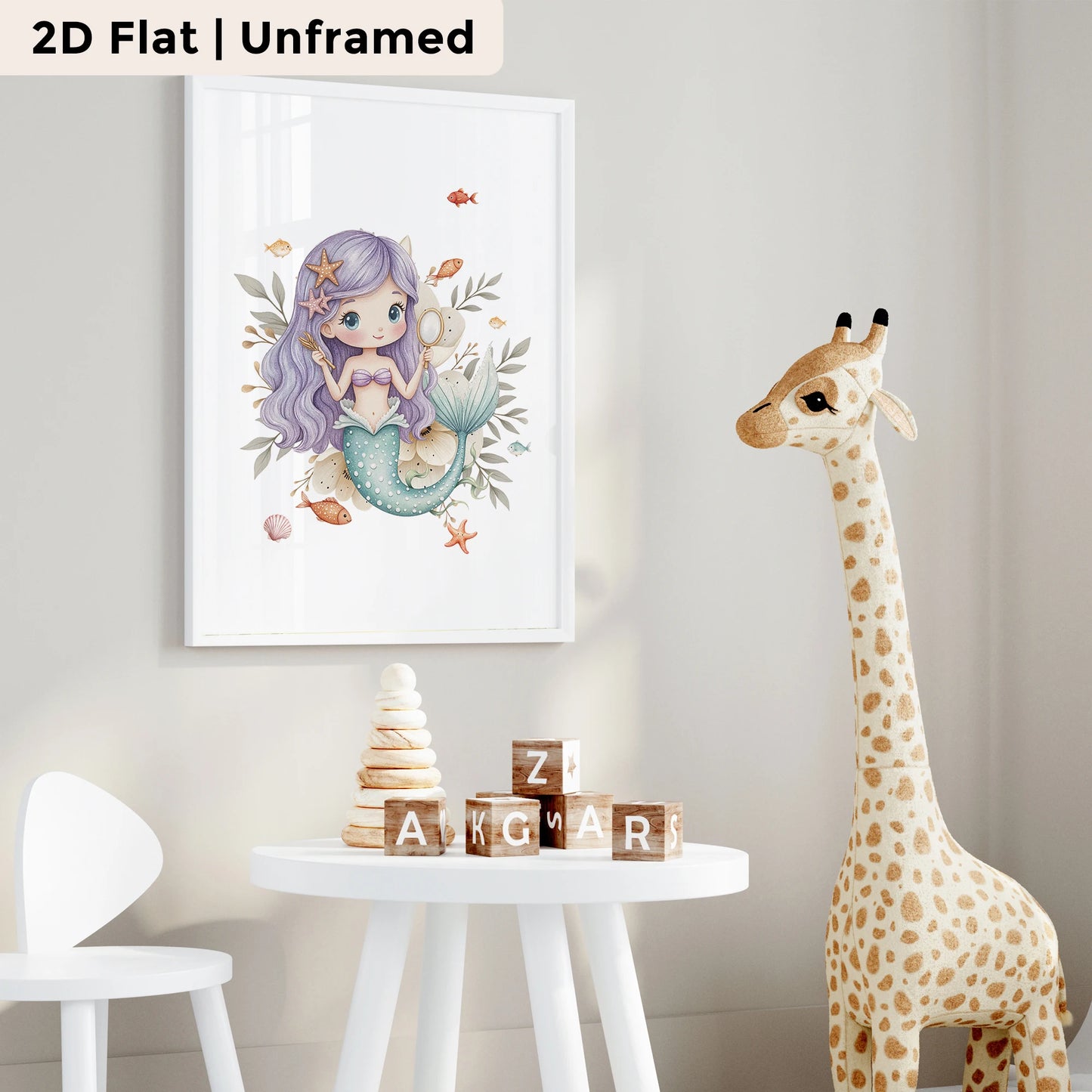 3-Piece Mermaid Princess Canvas Wall Art Print | Kids Room Decor