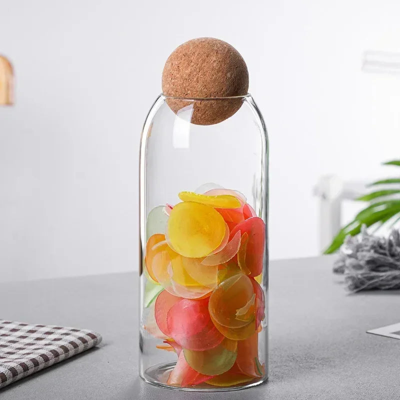 Glass Sealed Jar Kitchen Miscellaneous Grain Storage Jar Coffee Bean Transparent Glass Product Storage Jar Peaceful Pleasures Health and Wellness 1000ML