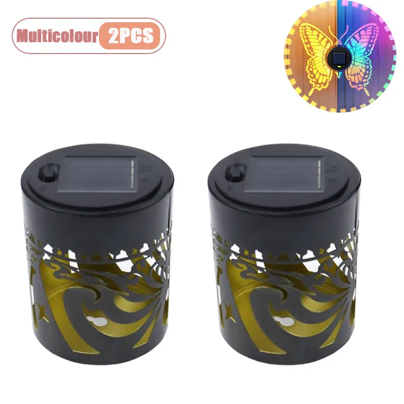 Solar Butterfly Wall Light RGB Shadow Projection Garden Lamp