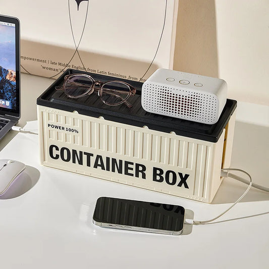 Cable Management Box | Power Strip Organizer & Phone Stand Cable Management Box Peaceful Pleasures Health and Wellness