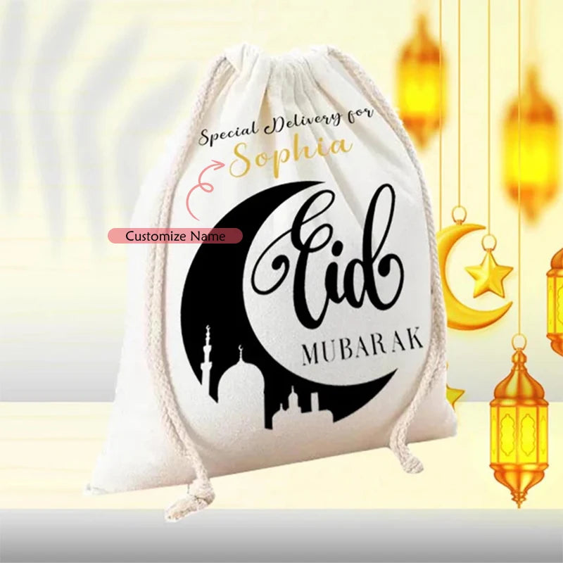 Personalised Eid Mubarak Gift Bag | Moon Stars Ramadan Sack