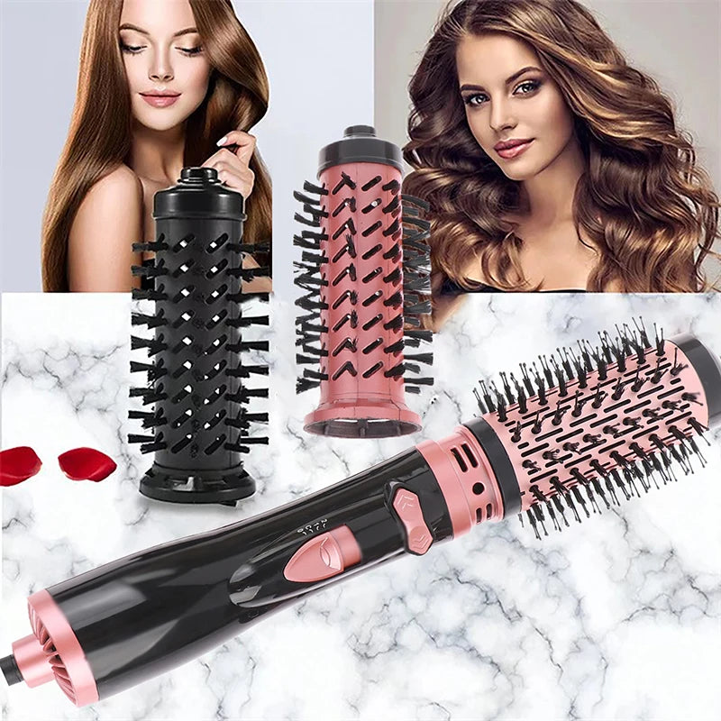 Hair Dryer Brush 2 In 1 Hot Air Spin Brush Curling Straightening Styling Auto-Rotating Ionic Round Blow Hair Dryer Volumizer Peaceful Pleasures Health and Wellness