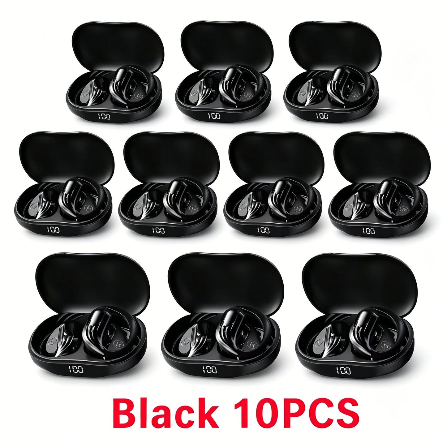 Wireless Bluetooth 5.3 Earhook Earphone LED Display Sports Earhook Headphones Deep Bass HiFi Stereo Noise Cancelling Earphones Peaceful Pleasures Health and Wellness 10 Pcs