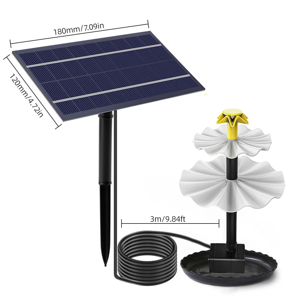 Solar Fountain Pump for Bird Bath with LED Lights Solar Powered Water Fountain Pump for Garden Pond Pool Fish Tank Aquarium Peaceful Pleasures Health and Wellness BSV-SP004A