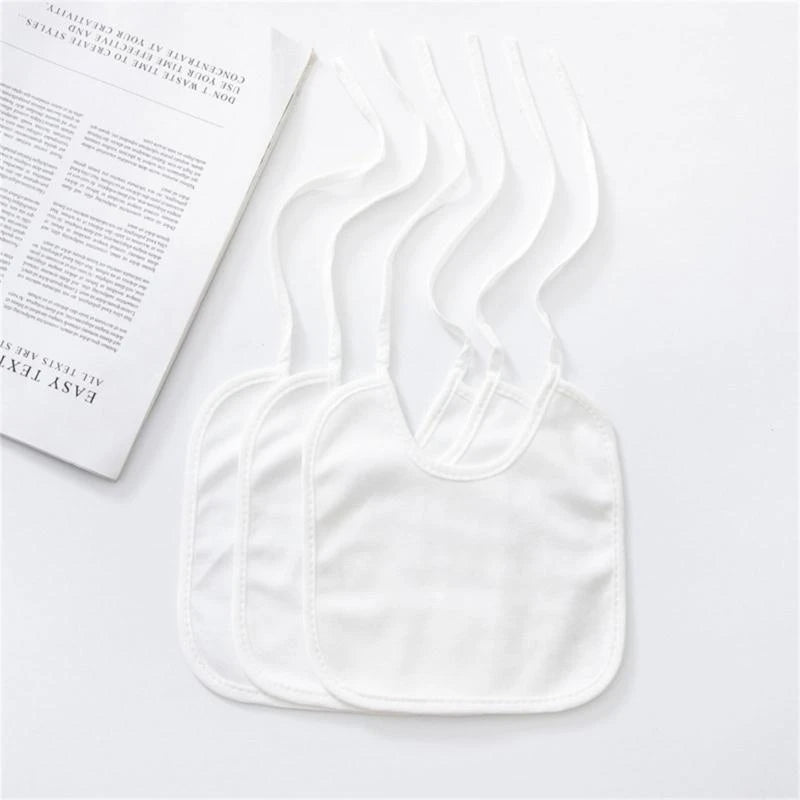10-Pack White Cotton Baby Bibs | DIY Sublimation Blank Burp Cloths