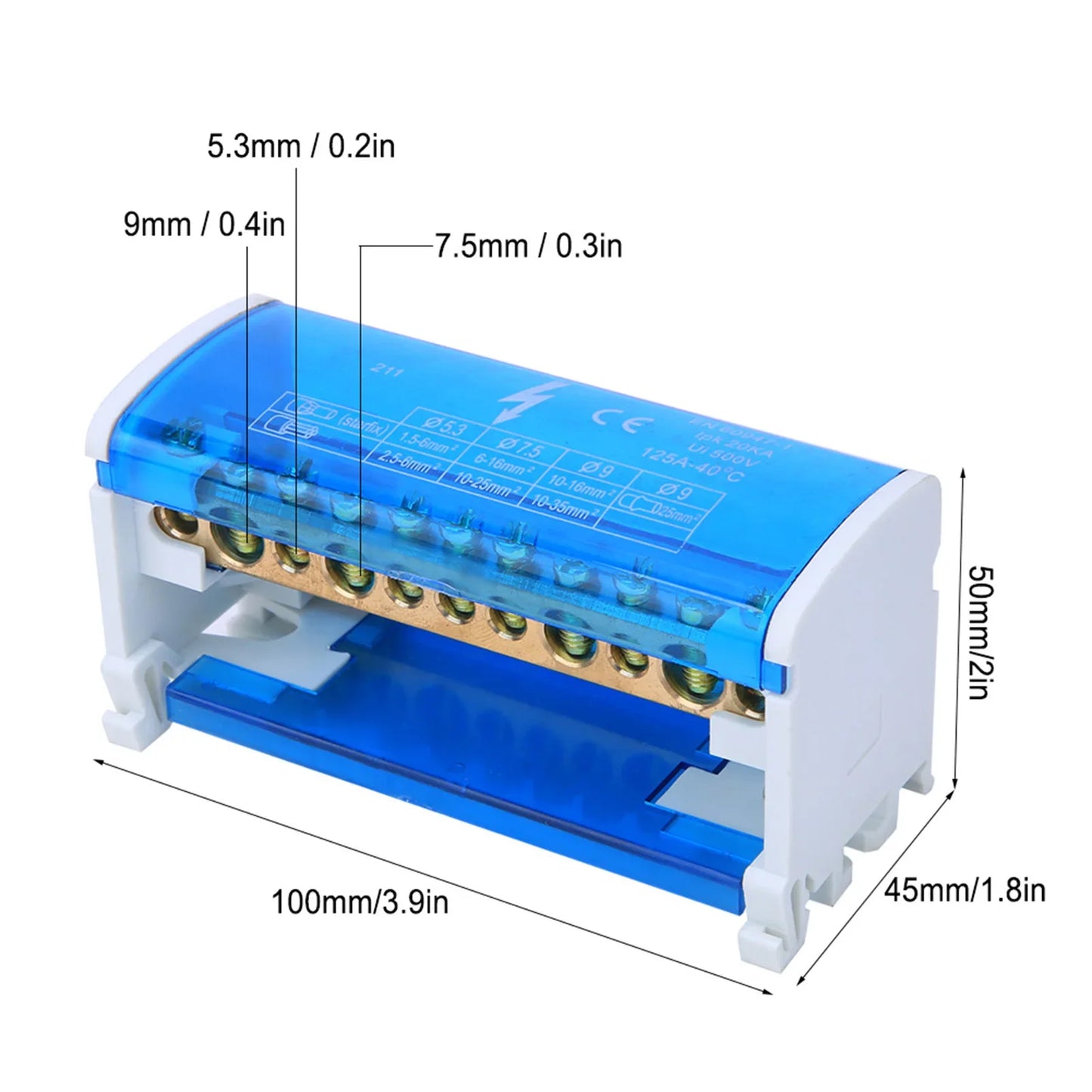 Din Rail Terminal Block Distribution Box 2-Level Single Phase