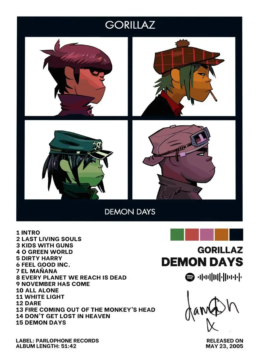 Gorillaz Canvas Wall Art Poster | Hip Hop Music Fan Decor