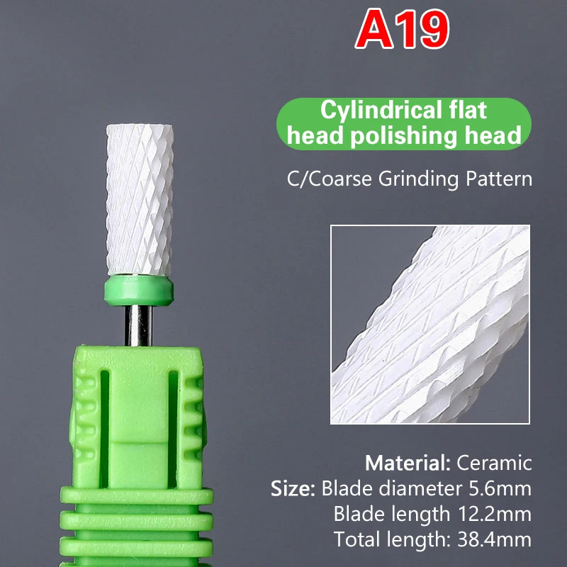 Ceramic Milling Cutter Nail Drill Bit Electric Manicure Pedicure Mill Bits Machine Files Nail Art Tools Equipment Peaceful Pleasures Health and Wellness A19