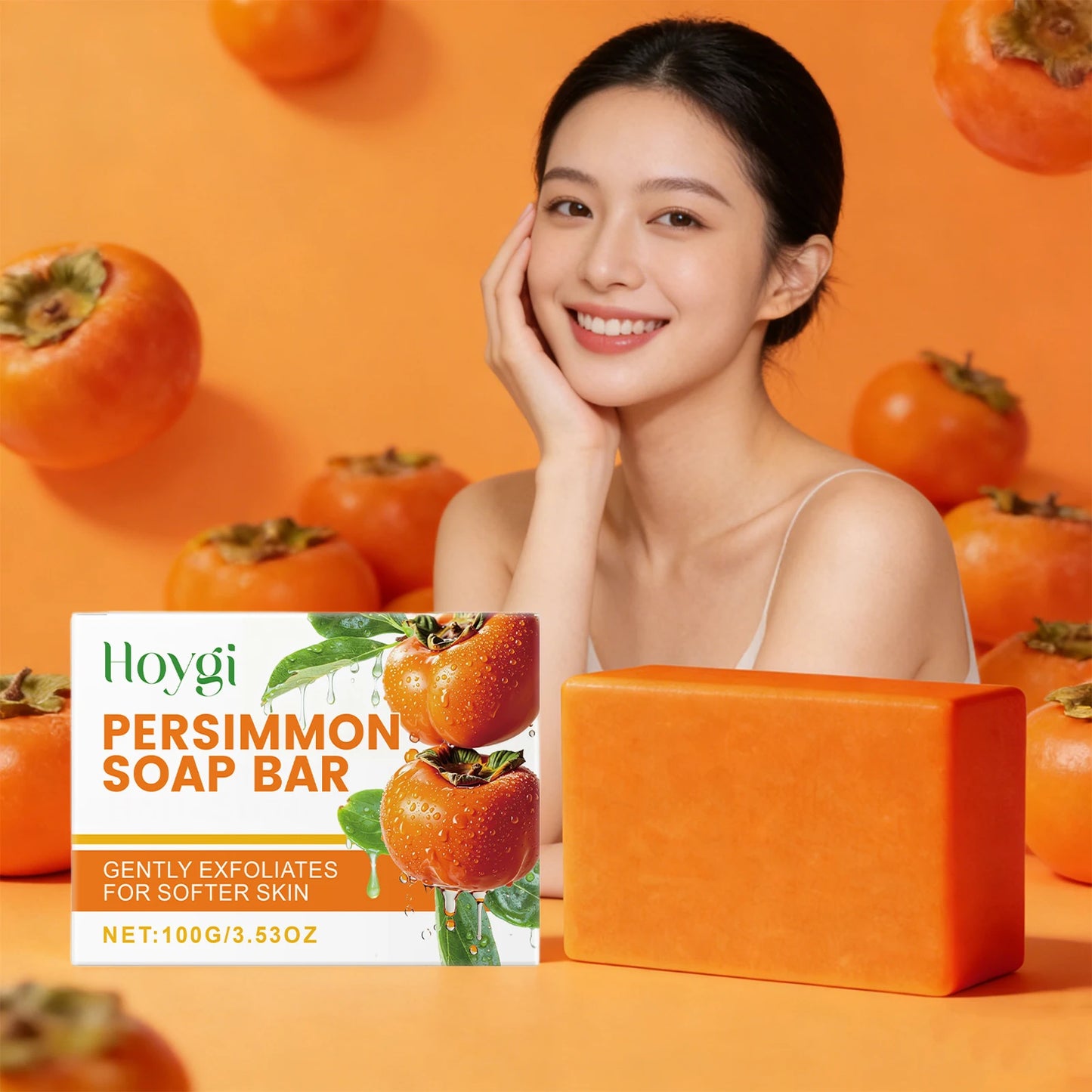Persimmon Soap Bar Gentle Cleansing Skin Purifying and Deodorizing Soap for Fresh Skin Nourishes and Moisturizes Bath Soap 100g Peaceful Pleasures Health and Wellness