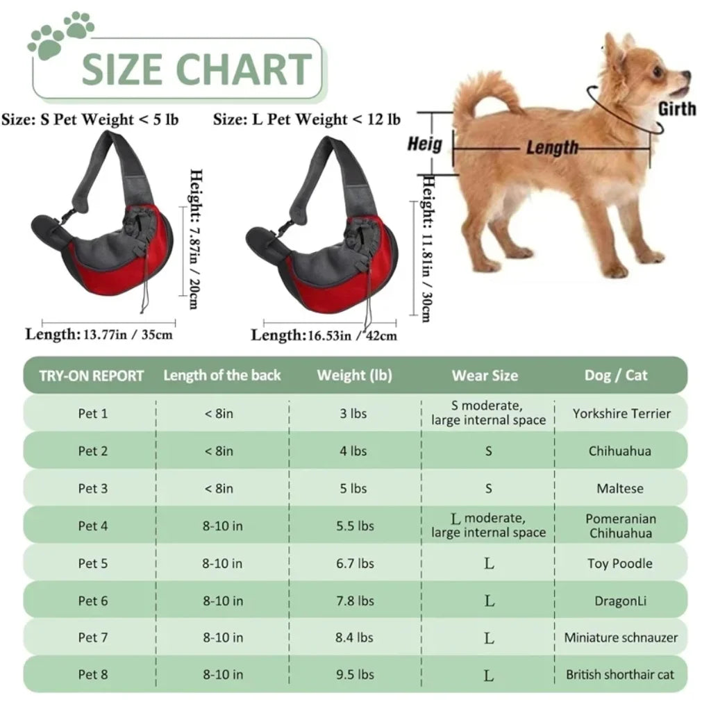 Breathable Mesh Dog & Cat Sling Carrier – Travel Crossbody Bag