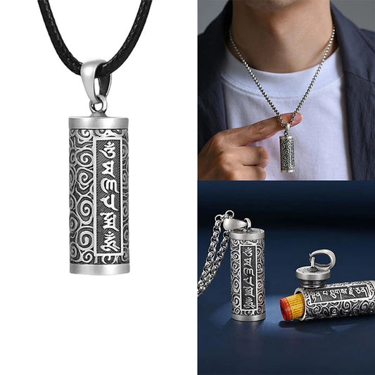 1PC Copper Plating Silver Pill Case Holder Pill Box Waterproof Cylinder Urn Pendant Memorial Necklace Jewelry Peaceful Pleasures Health and Wellness