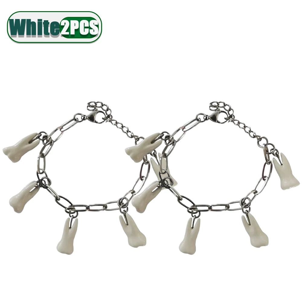 Punk Teeth Chain Bracelet | Unisex Vintage Silver Stainless Steel