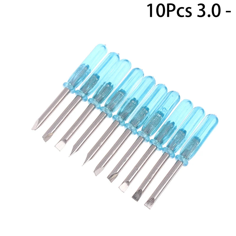 10Pcs Mini Screwdriver Blue Handle Mini Phillips Screwdriver Set Cross/Horizontal Head Precision Repair Tools Electronics Tools Peaceful Pleasures Health and Wellness B2
