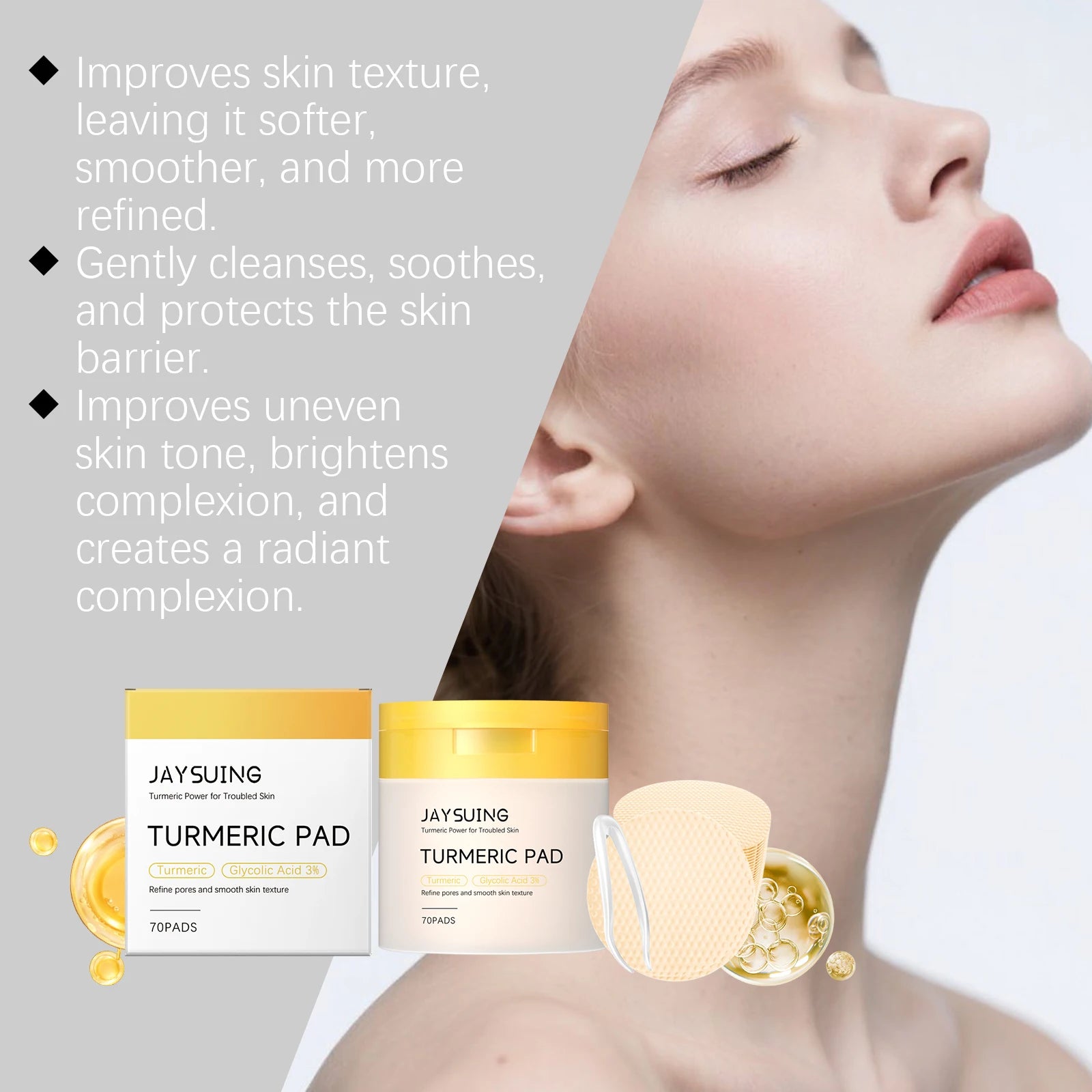 Turmeric Pore Cleaning Cotton Pad Soothe Skin Improve Skin Tone Clean Pores Prevent Pore Blockage Facel Exfoliating Cotton Pads Peaceful Pleasures Health and Wellness