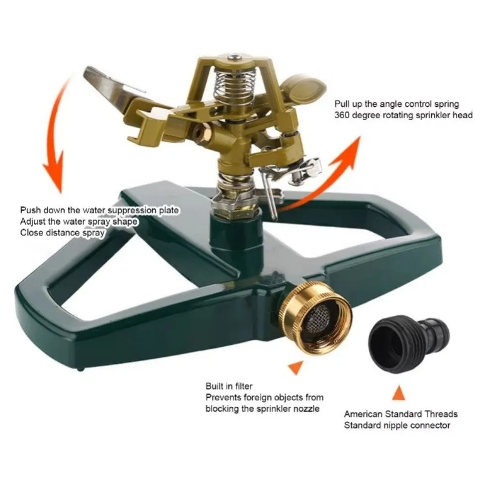 360° Rotating Impact Sprinkler Head | Zinc Alloy Garden Irrigation