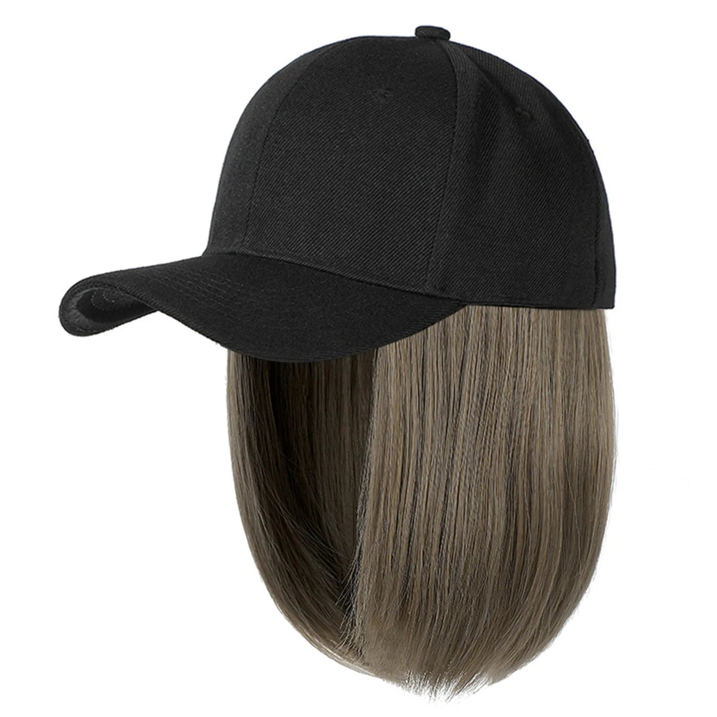 Baseball Cap Bob Wig Hat with Hair Extensions – Adjustable