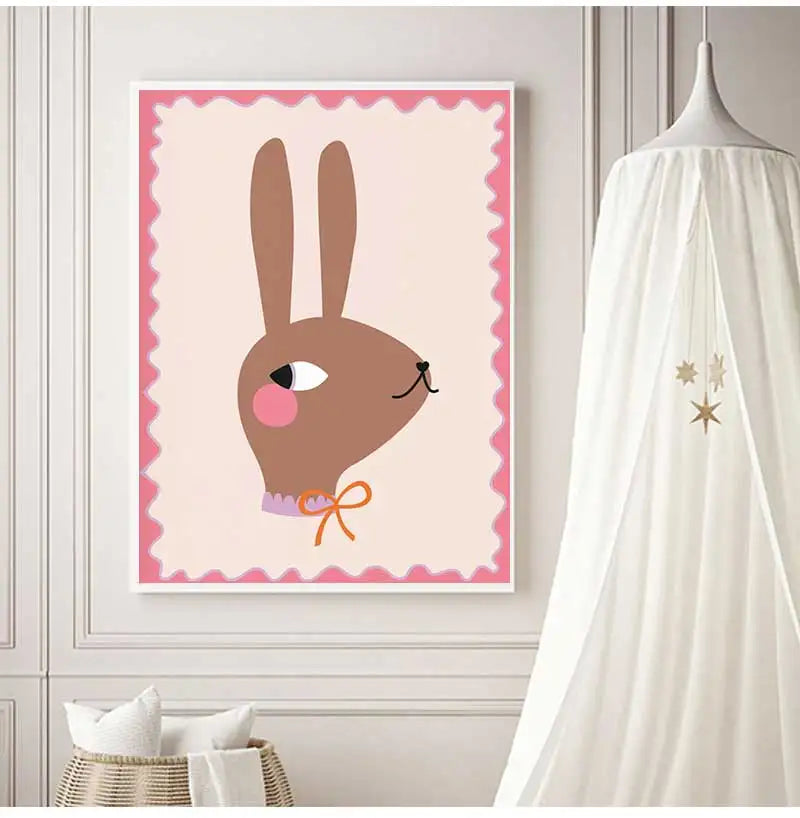 Cute Animals Canvas Print – Kids Nursery Wall Art Poster
