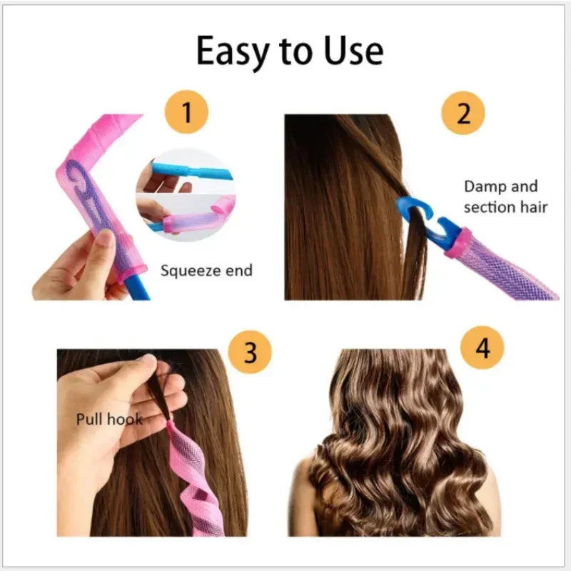 Snail Shape Spiral Hair Rollers – No Heat Magic Curlers