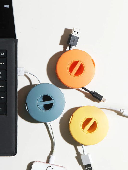1pcs Portable Charger Cord Holder Round Storage Cable Winder Retractable Cable Management Flexible USB Wire Cord Reel Peaceful Pleasures Health and Wellness