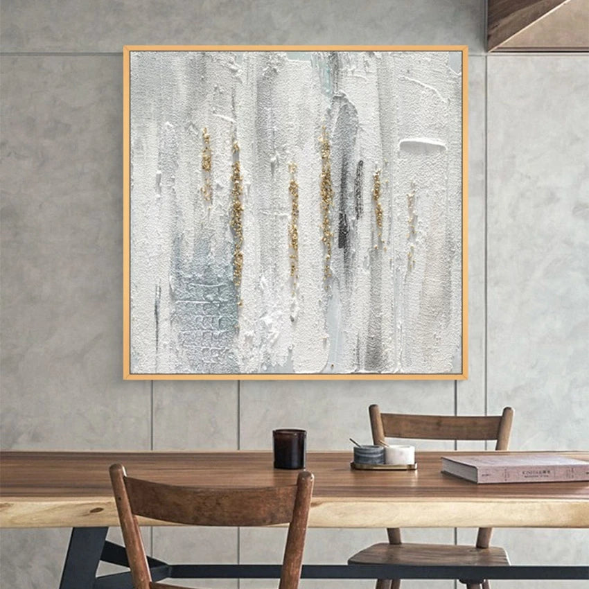 Abstract Gold Foil Wall Posters for Christmas Decoration, Hand Painted Oil Painting on Canvas, Hanging Pictures for Living Room Peaceful Pleasures Health and Wellness No frame 4 Horizontal70cmx90cm