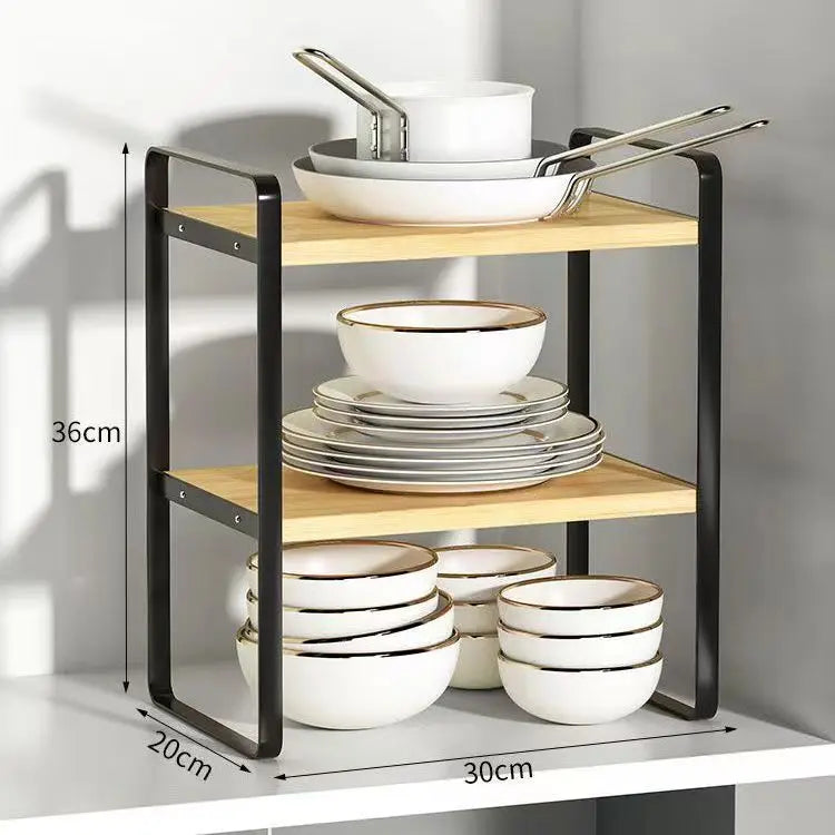 Countertop Kitchen Storage Rack – Layered Cabinet Organizer