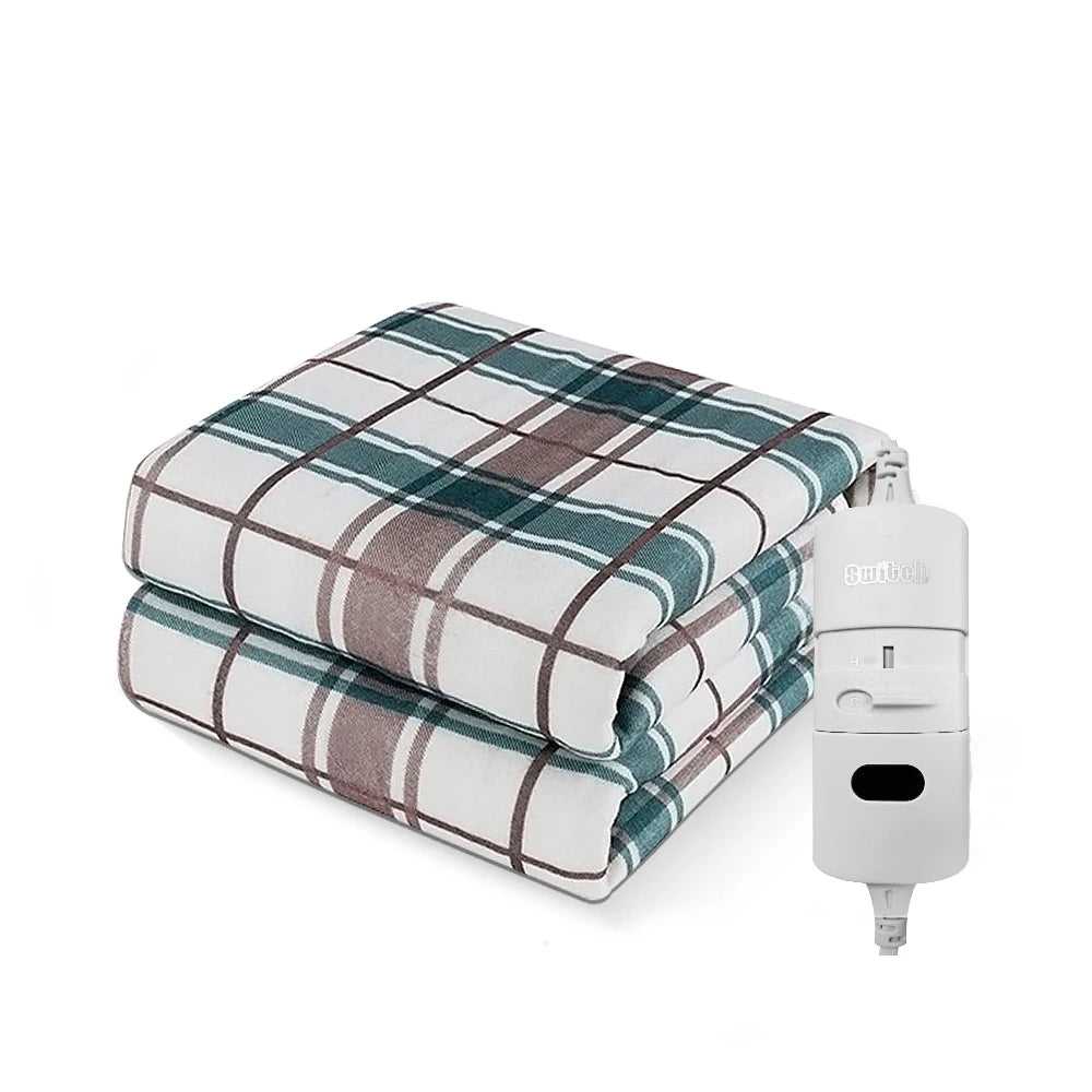 Electric Heating Blanket Automatic Thermostat Double Body Warmer Bed Mattress EU Plug 220V Electric Heated Carpets Mat Pad Peaceful Pleasures Health and Wellness Gray and Green EU 70x150CM