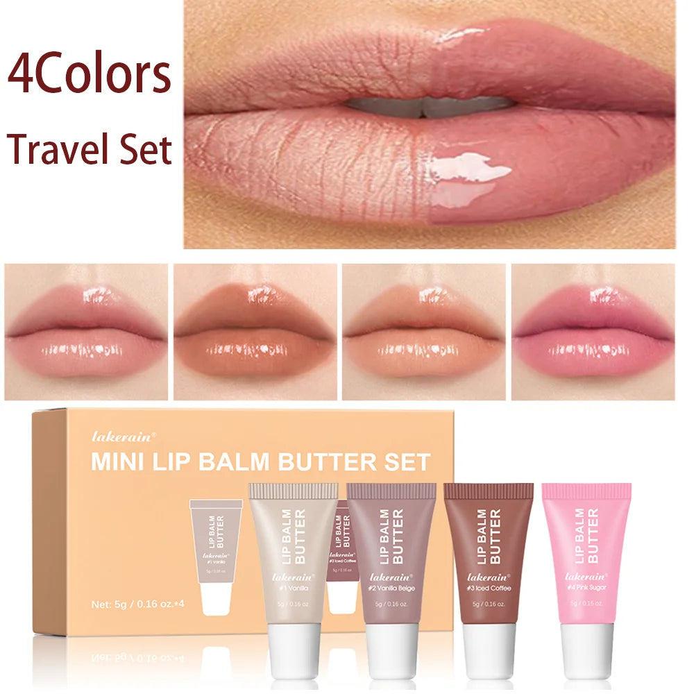 Lakerain Lip Butter Balm Set 4pc | Hydrate, Plump & Nourish Lip Butter Balm Set Peaceful Pleasures Health and Wellness