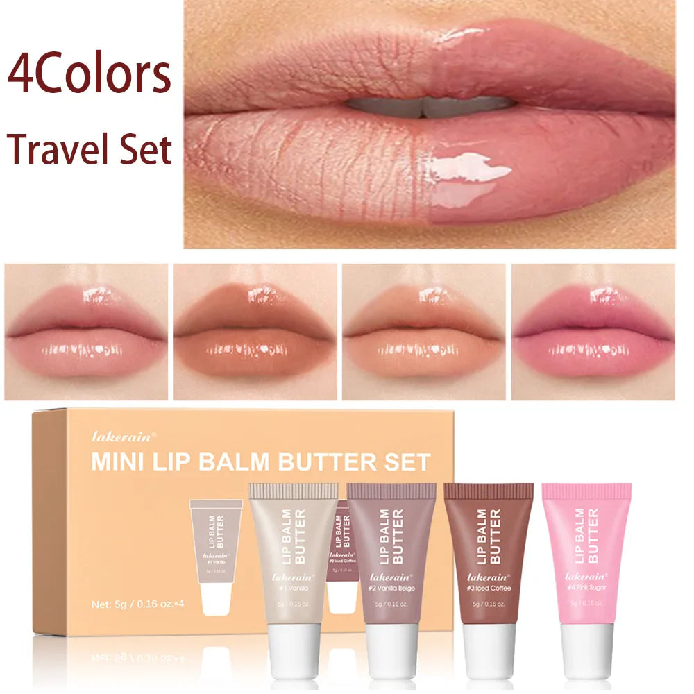Lakerain 4pc Mini Lip Butter Balm Set – Gloss & Hydration