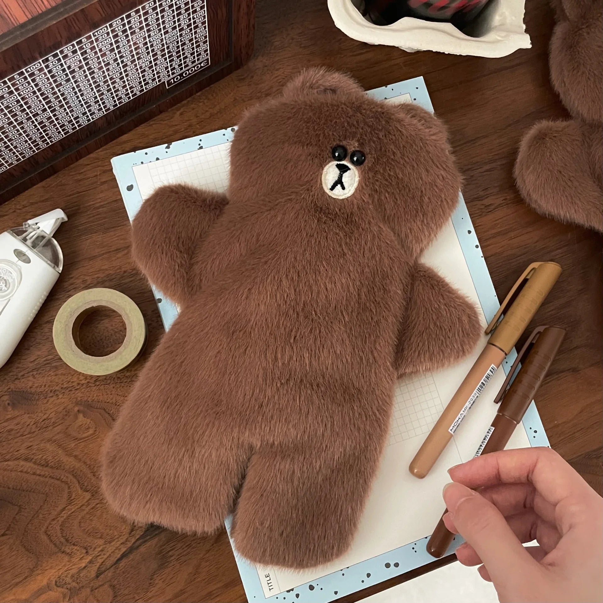 High Appearance Brown Bear Pencil Case Item for Elementary Junior High School Students Stationery Bag Storage Bags Pencil Case Peaceful Pleasures Health and Wellness