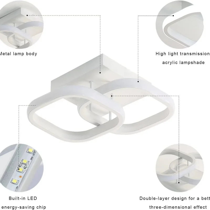RUNTOIN Modern LED Ceiling Light | Hallway, Office & Home