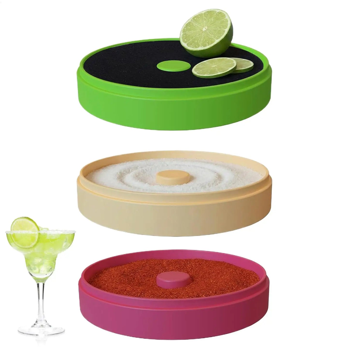 Margarita Salt Rimmer Set – 3-Tier Reusable Cocktail Rim Tray