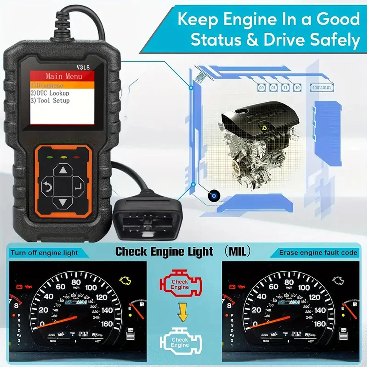 Car OBD2 Scanner Diagnostic Tool Code Reader, Car Voltage Tester Engine Fault Code Scanner, Charging Tester Diagnostic Tool 318 Peaceful Pleasures Health and Wellness