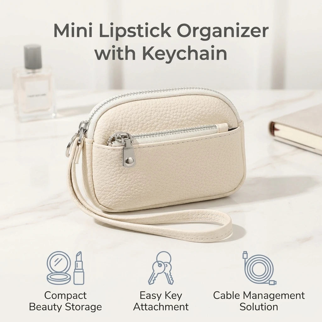 Korean Style Mini Lipstick Shaped Earphone Coin Purse with Keychain Hook in Multiple Colors Peaceful Pleasures Health and Wellness