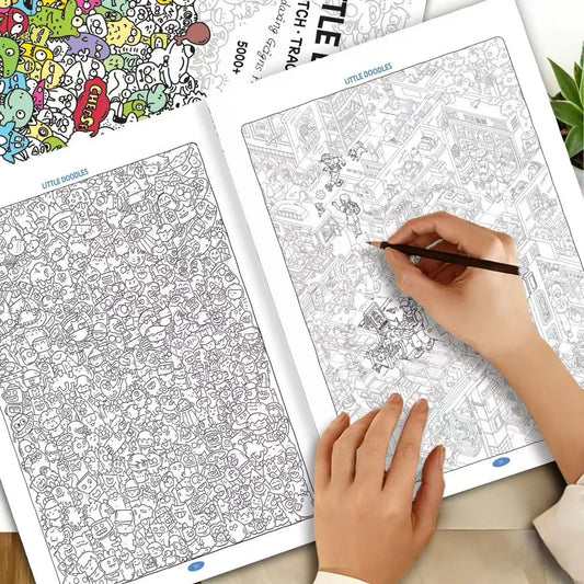 Little Doodles Coloring Tracing Book 32 Pages Relaxing Sketch Trace Peaceful Pleasures Health and Wellness