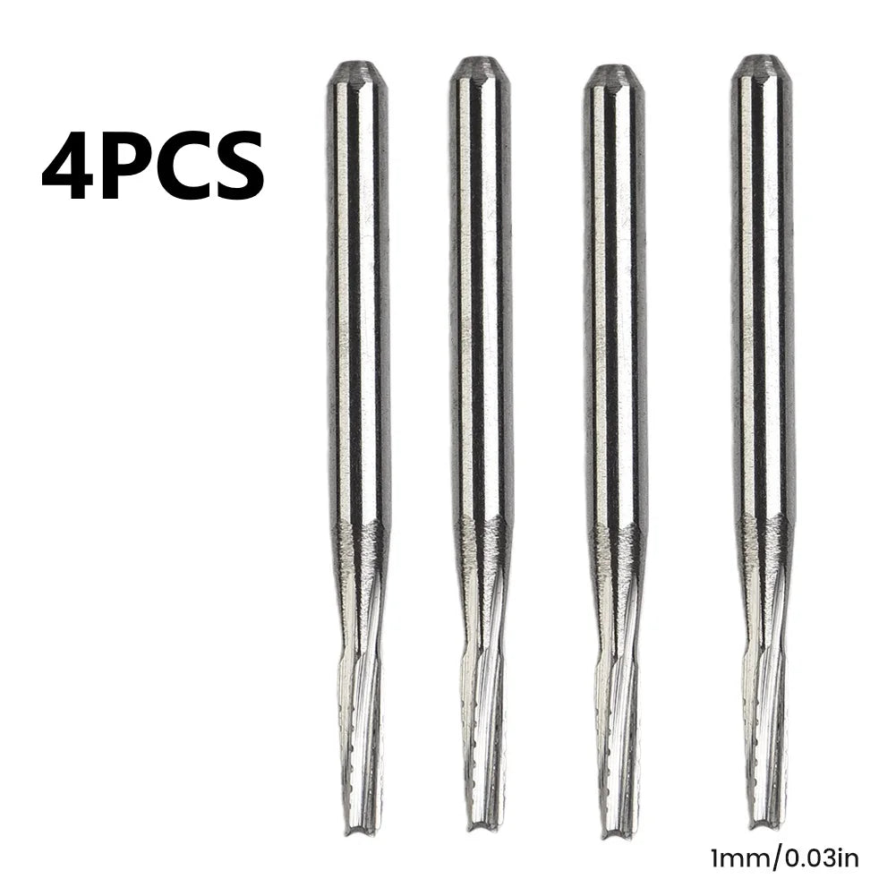 4-Pack 1mm Carbide Drill Bits for Auto Glass & Windshield Repair
